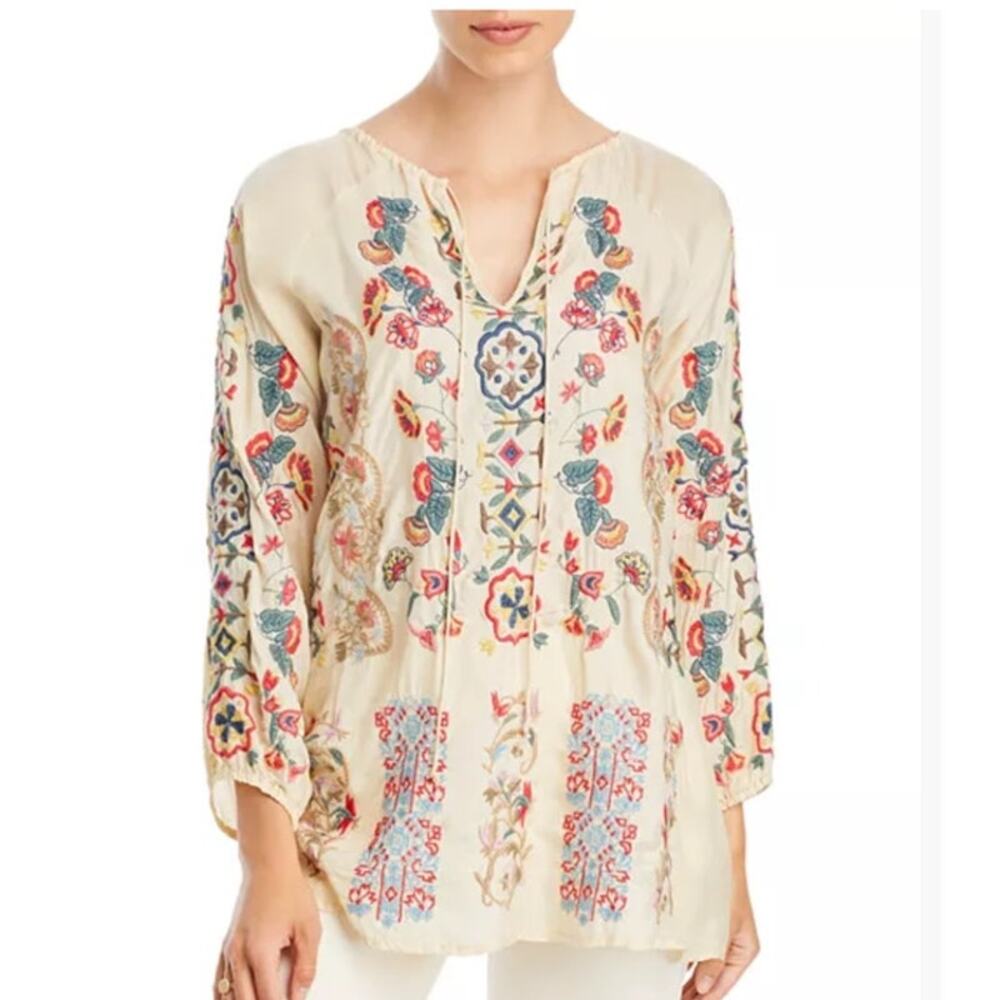 NWT ~ JOHNNY WAS Akira Embroidered Boho Biya Bohemian Blouse ~ Plus Size XXL